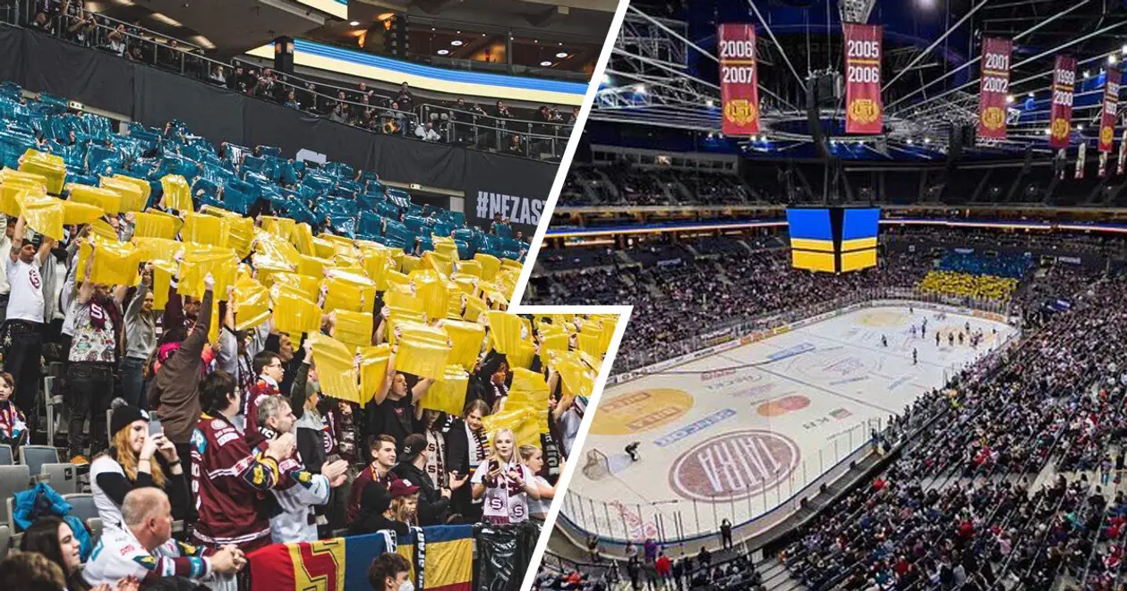 Болельщики провели акцию в поддержку Украины на главной хоккейной арене Чехии