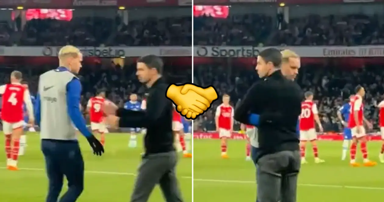😏 Фанати зловили момент: Мудрик та Артета зустрілися під час матчу між «Арсеналом» та «Челсі» (ВІДЕО)