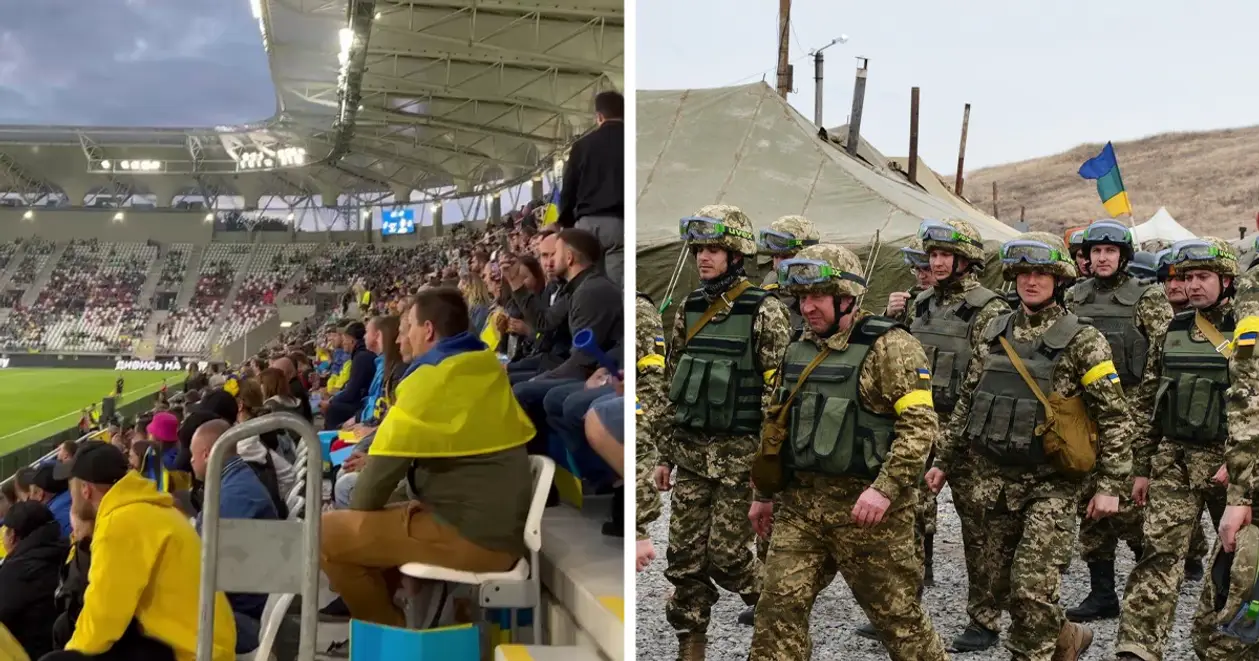 «З-С-У!» 💙💛  Вже традиційно фанати збірної України згадали про наших військовослужбовців (+ВІДЕО)