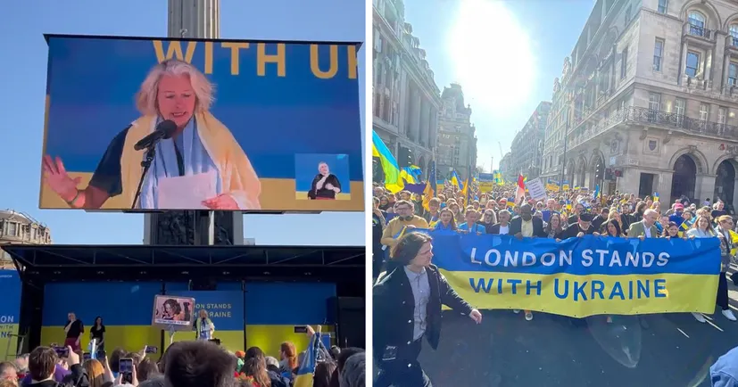 У Лондоні пройшов масштабний мітинг на підтримку України: понад 150 тисяч людей, Емма Томпсон читала Шевченка