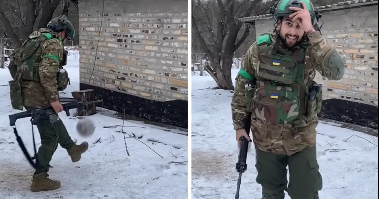 Український військовий продемонстрував топову техніку роботи з м'ячем (ВІДЕО)